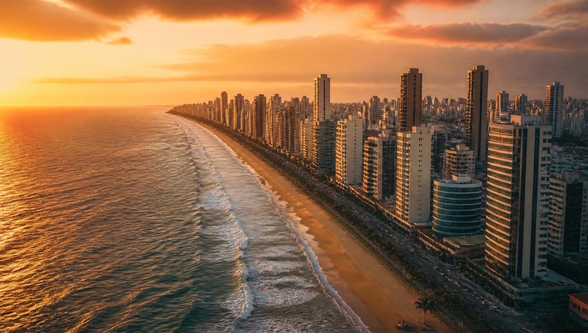 Zona Sul do Recife ao amanhecer, vista aérea da orla